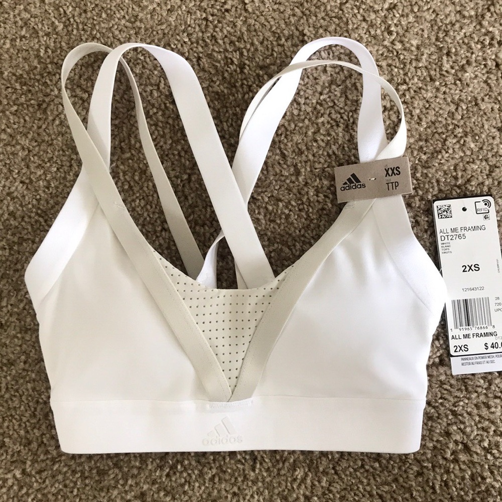NWT White Adidas Strappy Sports Bra